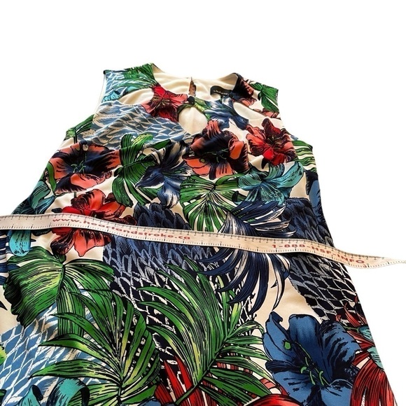 Laura Petites - Bright Tropical Shift Dress-Front Cut-outs - Lined -Size 10 P - Picture 11 of 16